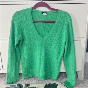 J.Crew cable knit wool blend v neck sweater small